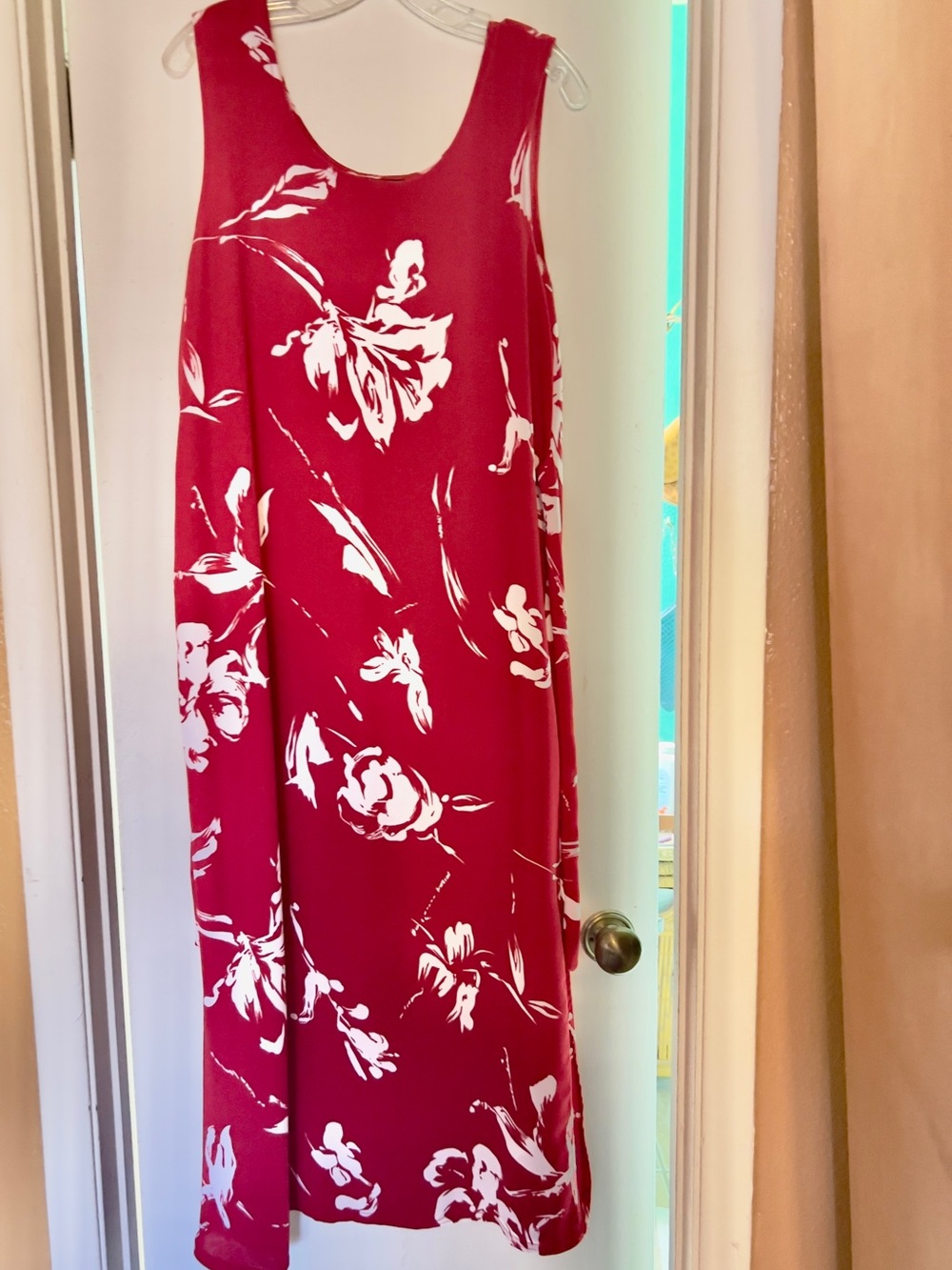 Red Sleeveless Floral Maxi Dress M